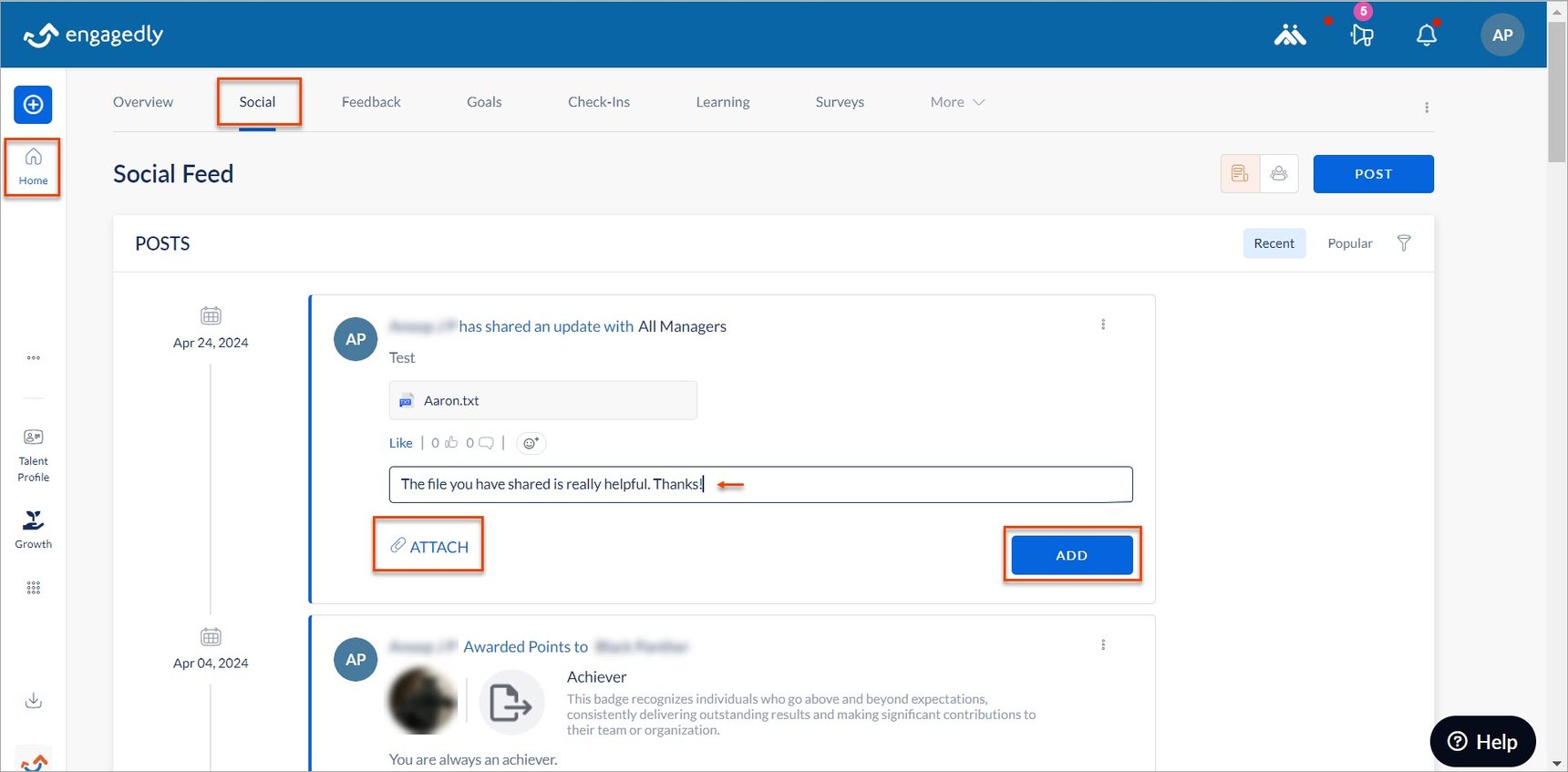 Add and manage comments on a post
