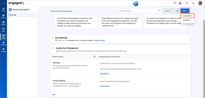 Add and manage competencies1