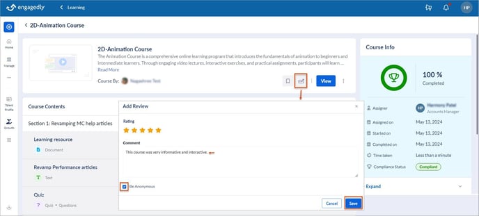 Add and manage course reviews1