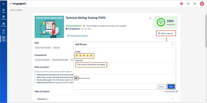 Add and manage course reviews2