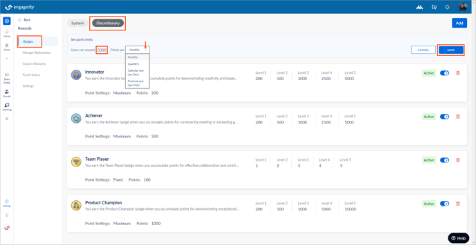 Add and manage discretionary badge2