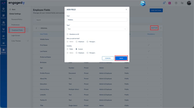 Add and manage employee fields1