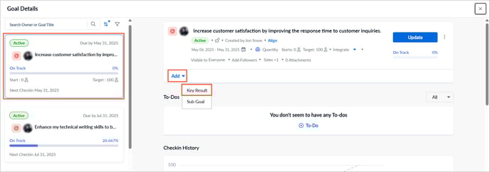 Add and manage key results1