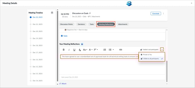 Add and manage meeting reflections1-1