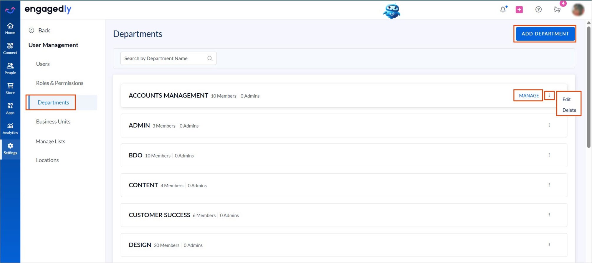 Add and manage organization structure