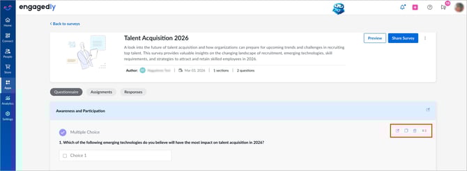 Add and manage questions in a survey5