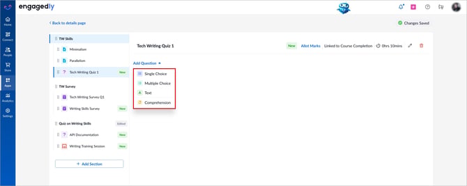 Add and manage quiz questions in learning2-1