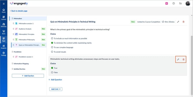 Add and manage quiz questions in learning2