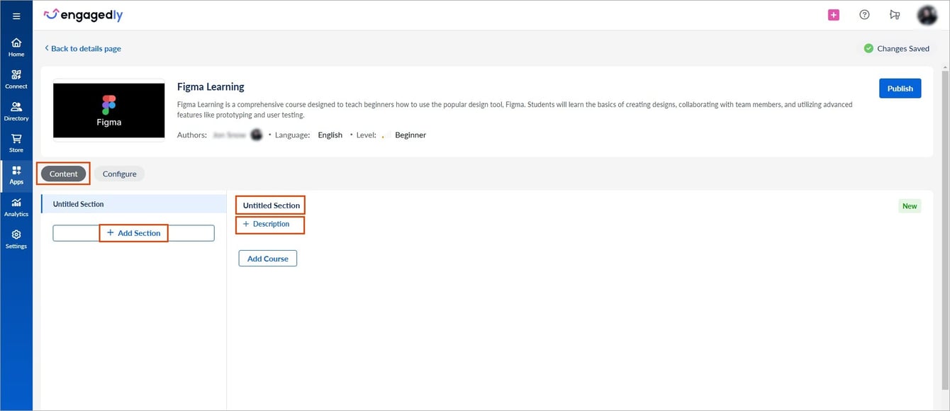 My Learning Section Add and manage sections and courses to learning path