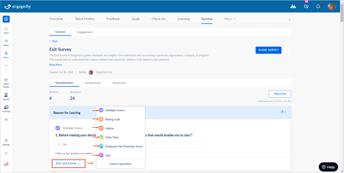 Add and manage sections and questions3-1