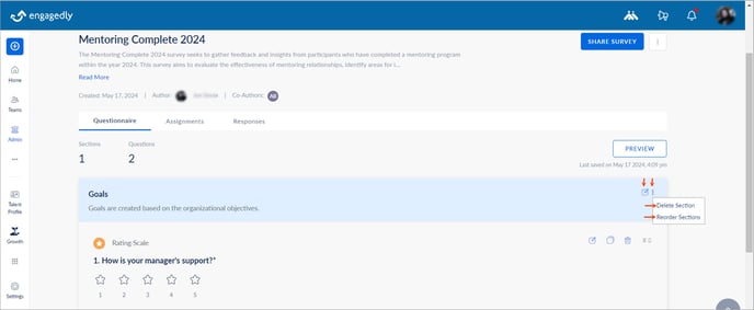 Add and manage sections and questions4-1