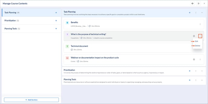 Add and manage sections and units5