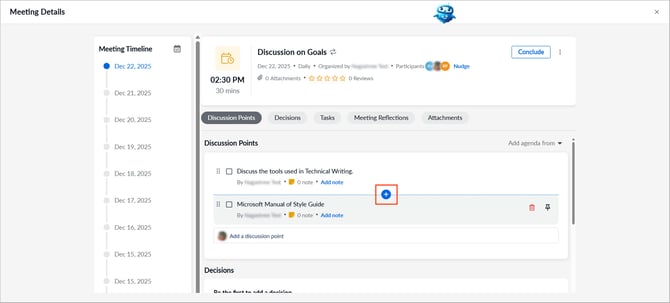 Add and manage sections in a discussion point1