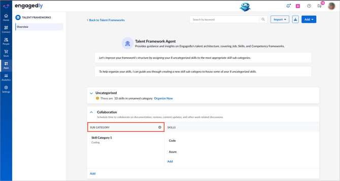 Add and manage skill categories and subcategories3-1