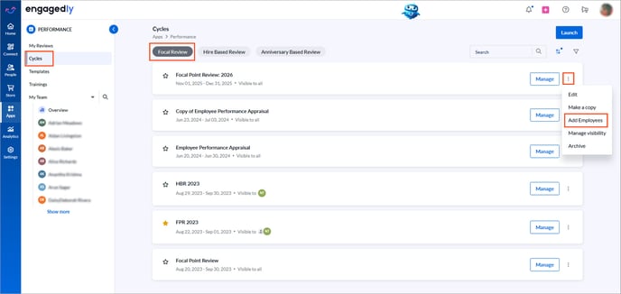 Add employees to a performance review cycle1