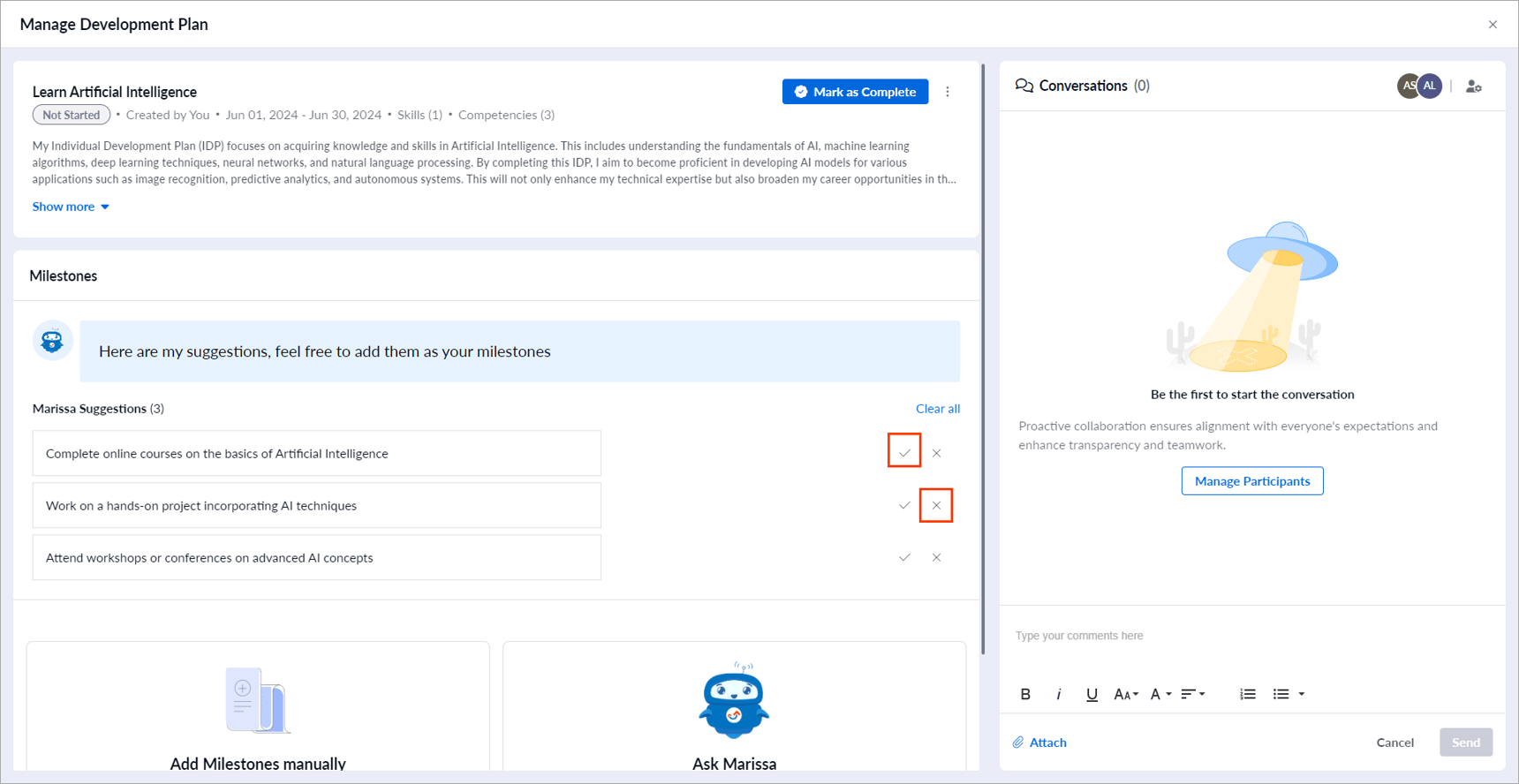 Milestone Sin Devops Add and manage milestones for employee IDP