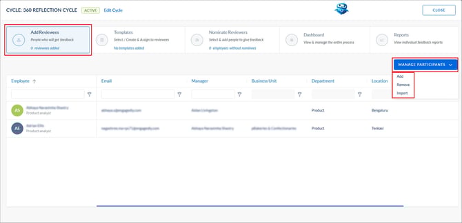 Add reviewees to a 360 feedback cycle1