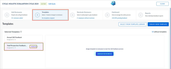 Assign a 360 feedback template to reviewees2