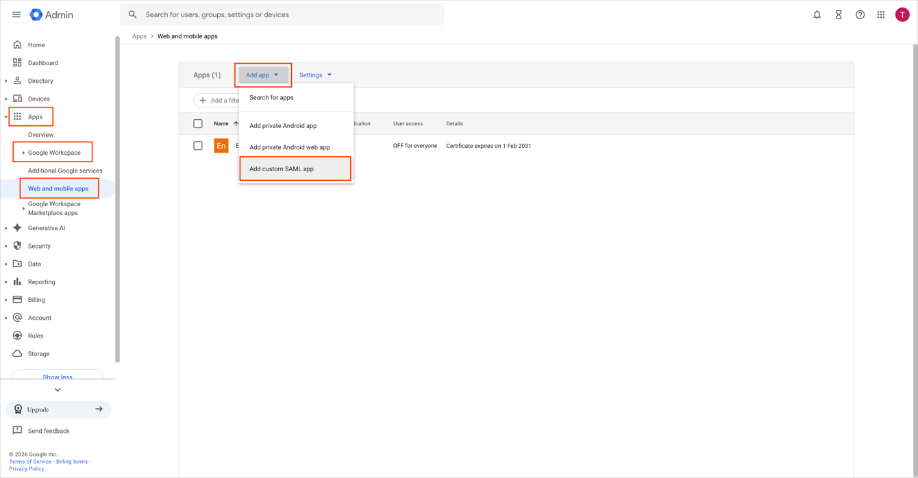 Configure Google Workspace SSO with Engagedly