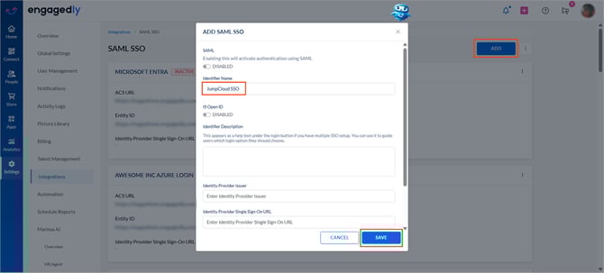 Configure JumpCloud SSO with Engagedly1-1