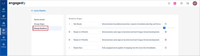 Configure readiness statuses in a talent pipeline1