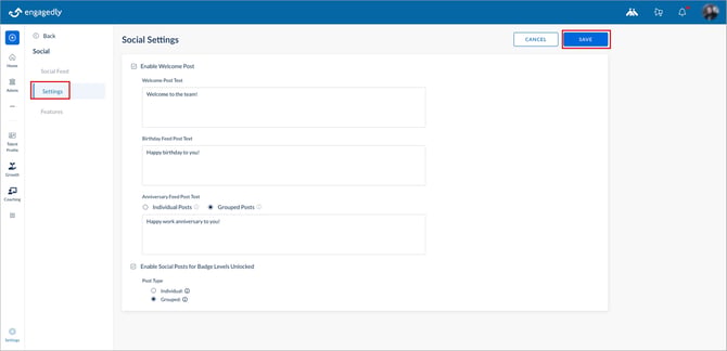 Configure social settings1