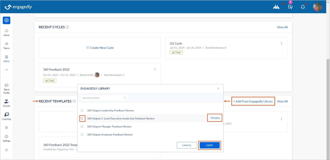 Create 360 feedback template