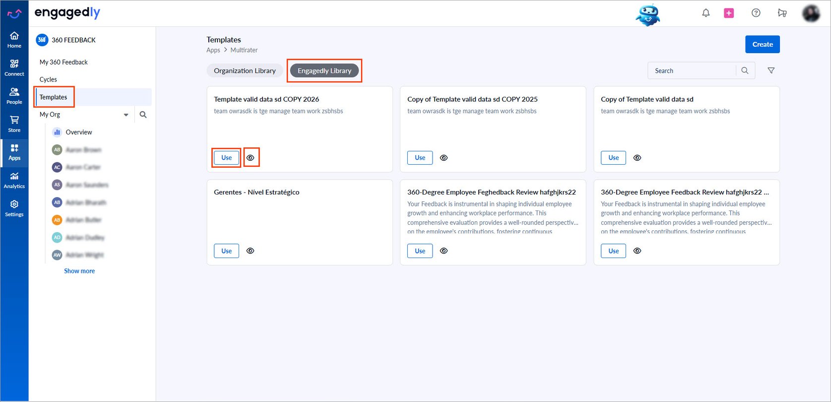 Create a 360 feedback template