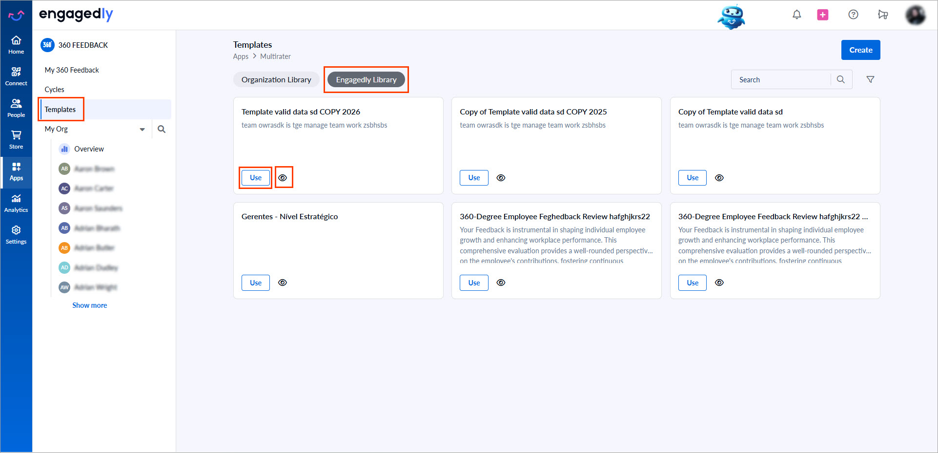 Create a 360 feedback template