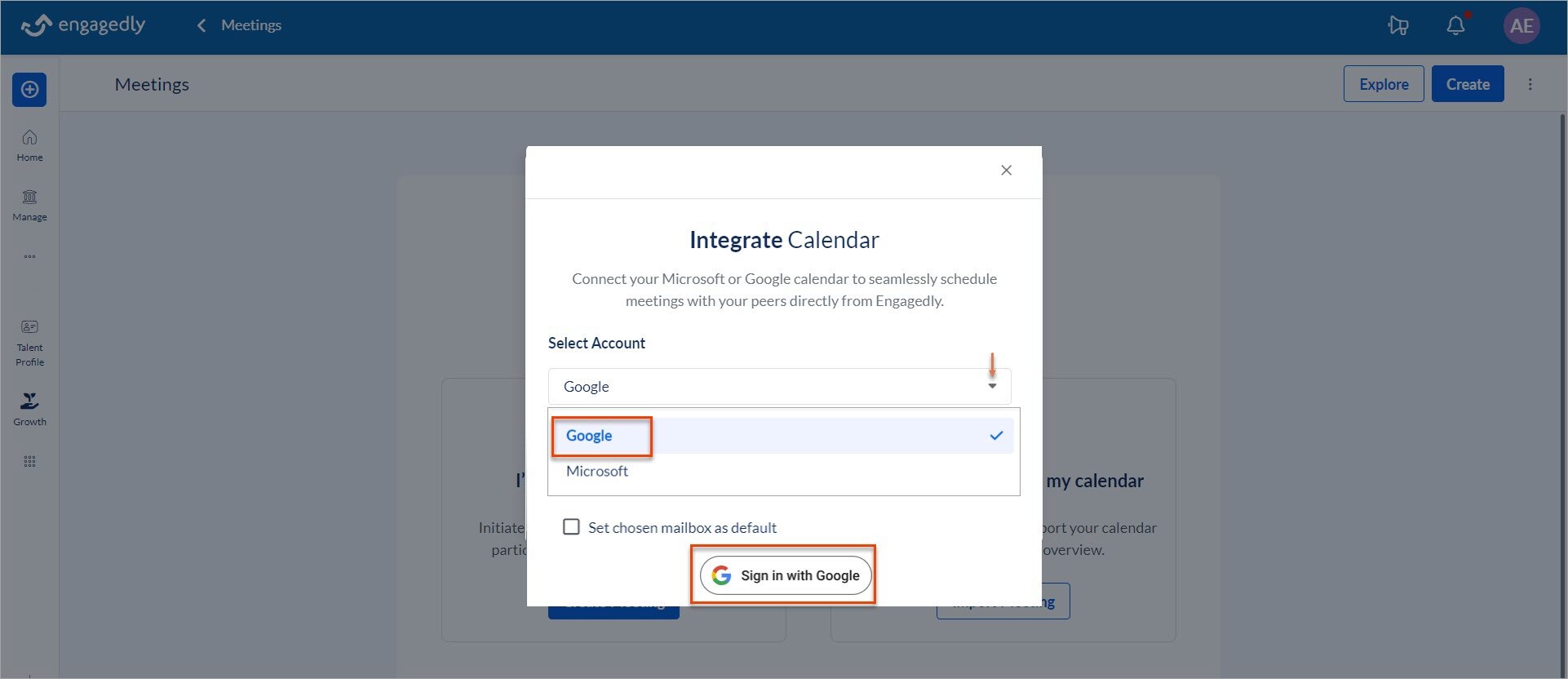 Create and import meeting