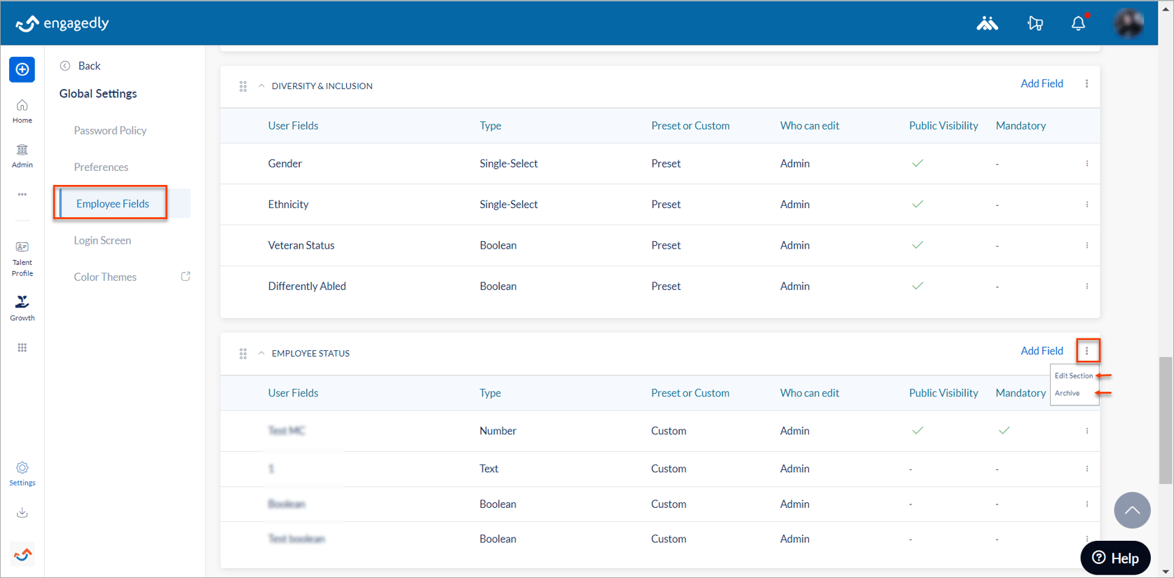 Overview of global settings