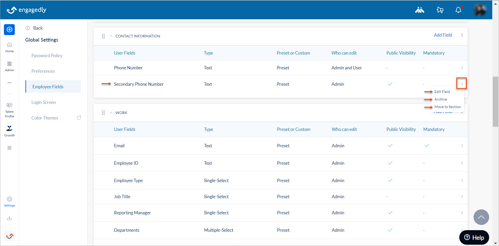 Overview of global settings