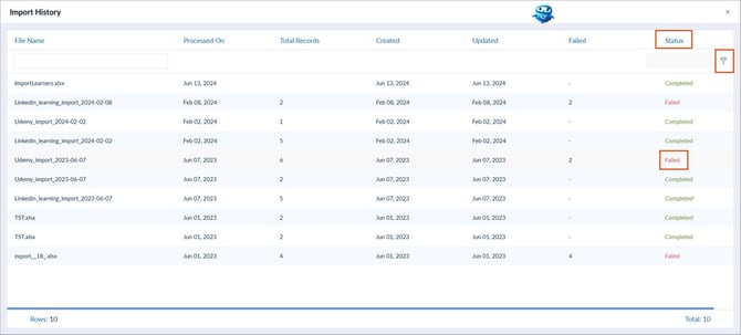 Import courses, learners, and history2-4