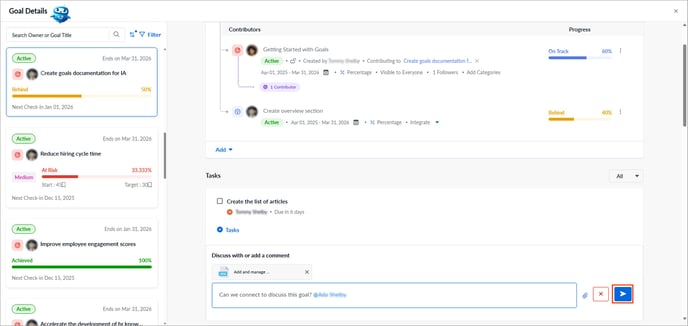 Initiate a discussion on a goal1-1