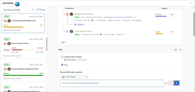 Initiate a discussion on a goal1-1