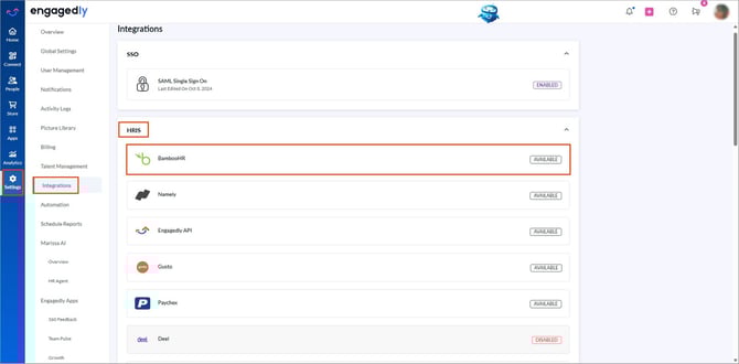 Integrate BambooHR with Engagedly2