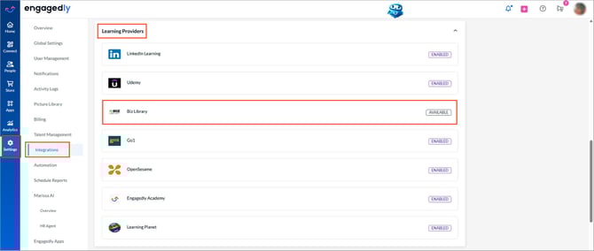 Integrate BizLibrary with Engagedly1