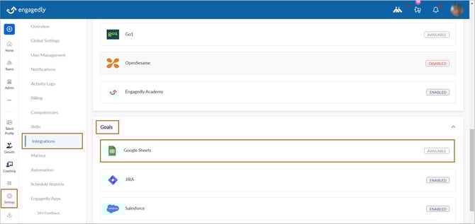 Integrate Google Sheets with Engagedly1-1