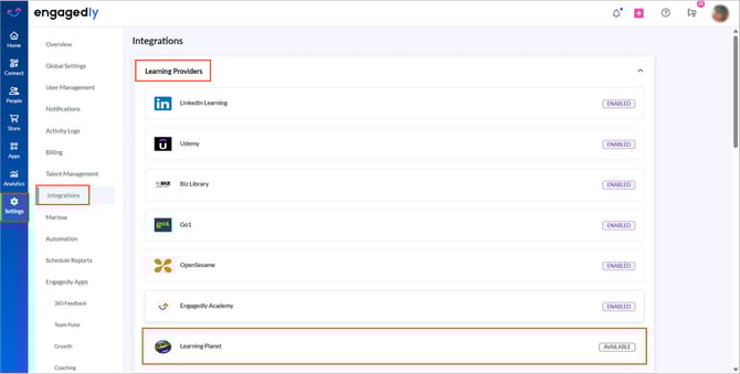 Integrate Learning Planet with Engagedly1