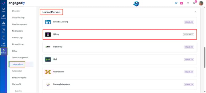 Integrate Udemy with Engagedly1