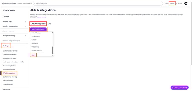 Integrate Udemy with Engagedly9
