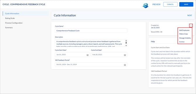 Manage a 360 feedback cycle2