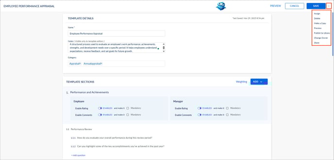 Manage a performance review template2
