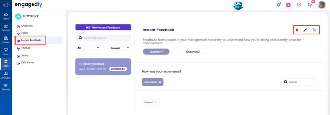 Manage an existing instant feedback1