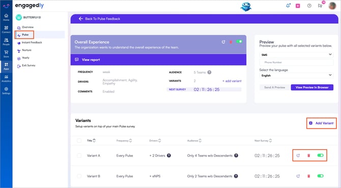 Manage an existing pulse variant1