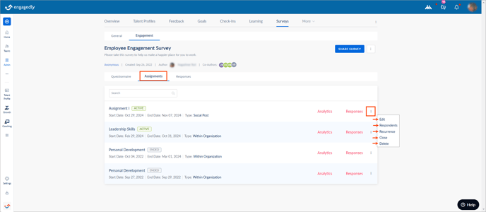 Manage assignments in ES1