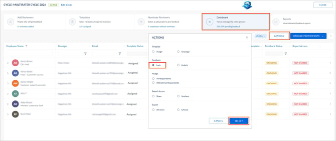 Manage feedback and reports in the 360 feedback dashboard1