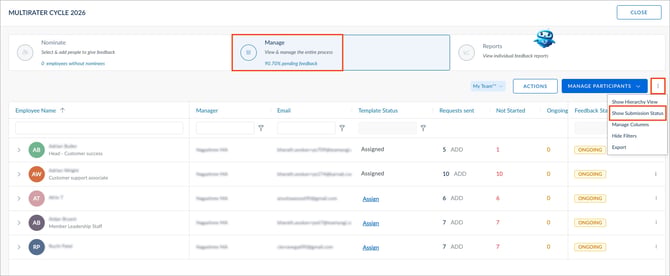 Manage feedback and reports in the 360 feedback dashboard5