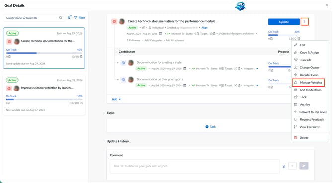 Manage goal weights1