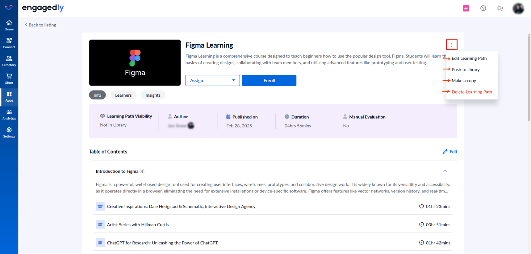 Manage learning path